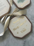 Custom Printed + Foiled Wood Look Hoops
