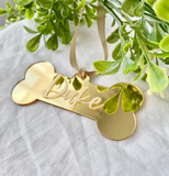 Gold Acrylic Dog Bone Christmas Decoration
