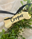 Gold Acrylic Dog Bone Christmas Decoration