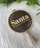 Santa Please Stop Here Heirloom Hoop 15cm - Stone