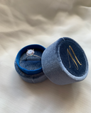 Blue Velvet Monogramed Ring Box