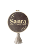 Santa Please Stop Here Heirloom Hoop 15cm - Stone