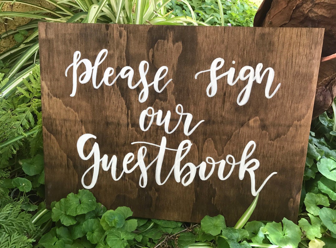Please sign our Guestbook Walnut Sign – Chalk + Co