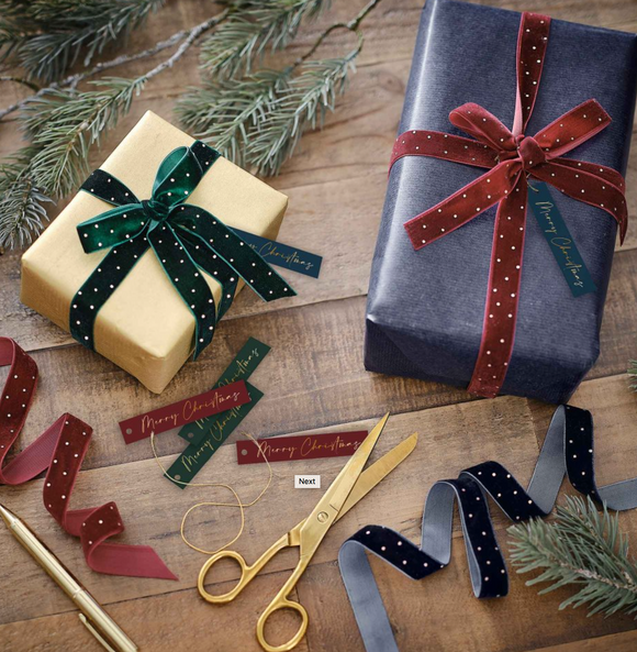 Christmas Velvet Ribbon Set with Gift Tags
