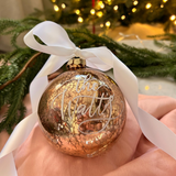 Gold Mercury Vintage Hand lettered Personalised Christmas Bauble