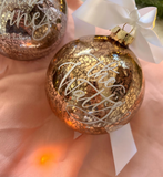 Gold Mercury Vintage Hand lettered Personalised Christmas Bauble