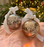 Silver Mercury Vintage Hand lettered Personalised Christmas Bauble