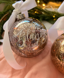 Silver Mercury Vintage Hand lettered Personalised Christmas Bauble