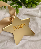 Gold Mirror Star Acrylic Personalised Christmas Decoration