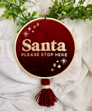 Santa Please Stop Here Heirloom Hoop 15cm Rose Gold