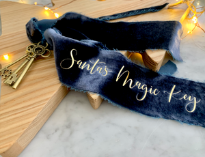 Santa Crushed Velvet Magic Keys - Navy + Gold