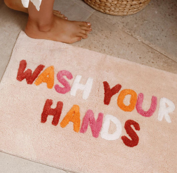 Peach Wash Your Hands Bath Mat