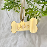 Gold Acrylic Dog Bone Christmas Decoration