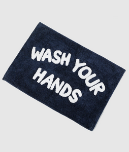 Navy Wash Your Hands Bath Mat