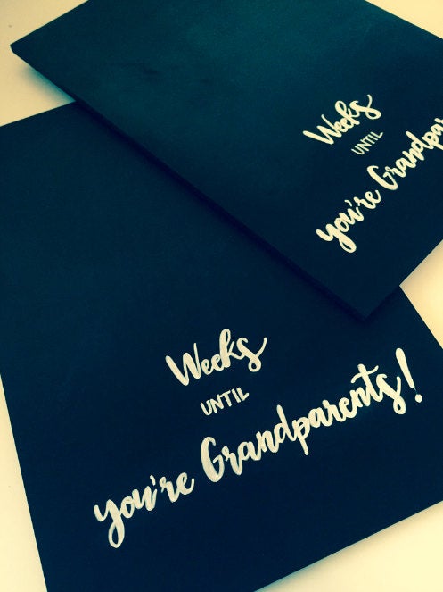 Weeks Until You're Grandparents / baby birth announcement / grandparent baby reveal / chalkboard / baby