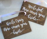 Last Chance to run Uncle / Custom wedding sign / flower girl sign / aisle wedding sign / wooden sign / ring bearer sign