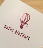 Happy Birthday Hot air Balloon Pink Foil Birthday Card