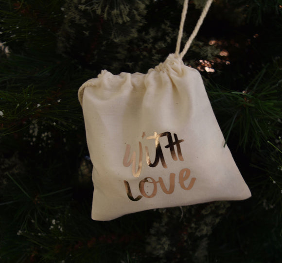 With Love hand lettered Calico Gift Bag