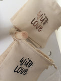 With Love hand lettered Calico Gift Bag