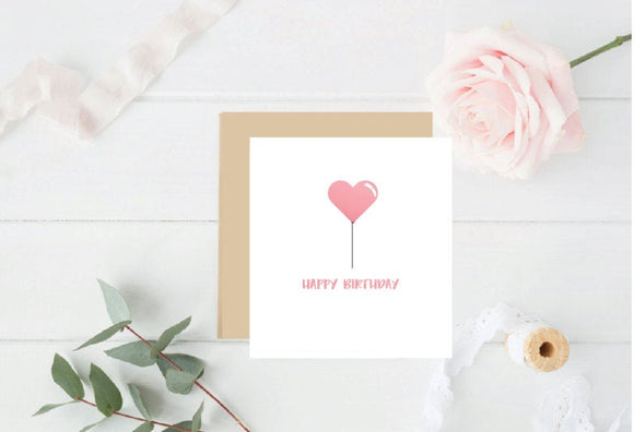 Happy Birthday Heart Balloon Pink Foil Birthday Card
