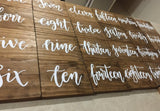 Wooden Table Numbers / Freestanding Table Numbers / Calligraphy / Hand Lettered