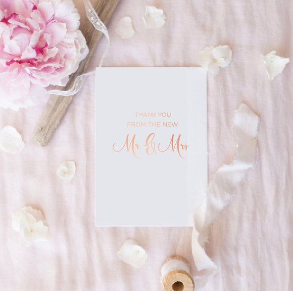 Thank You from the New Mr & Mrs Rose Gold Foil Card