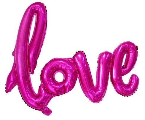 Hot Pink 'Love' Script Balloon
