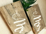 Mr and Mrs Rustic Wedding Chair Signs
