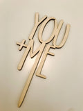 You + Me Wooden Wedding Cake Topper