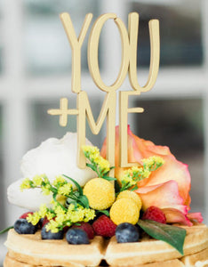 You + Me Wooden Wedding Cake Topper