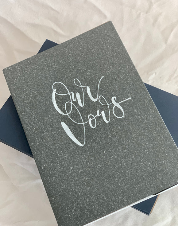 Grey and White Couples Vow Book