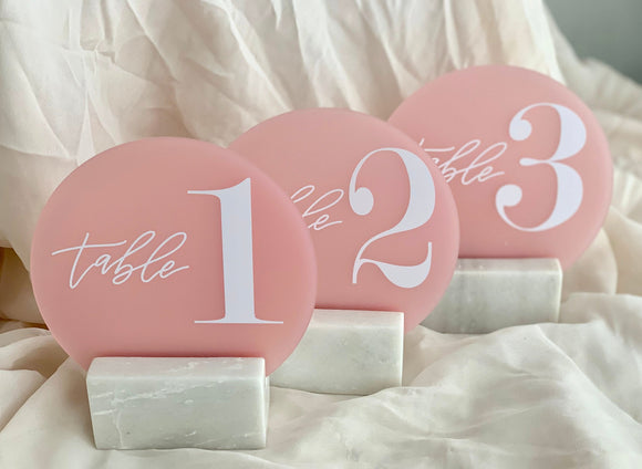 Numerical Blush Pink Acrylic Table Numbers
