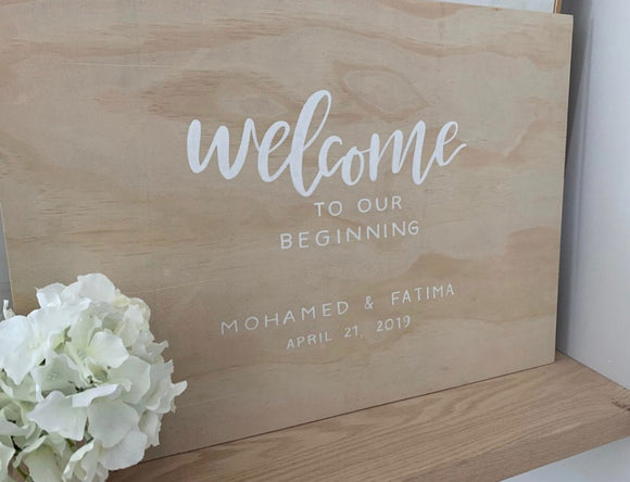 Wedding Event Welcome Sign Natural and White