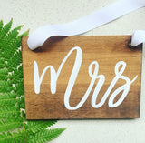 Mr and Mrs Chair Signs with White Ribbon