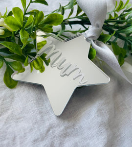 Silver Mirror Star Acrylic Personalised Christmas Decoration